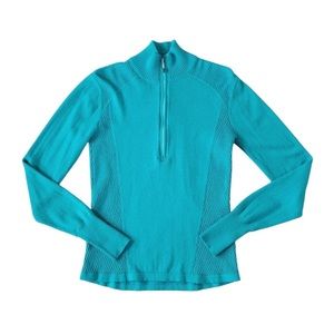 Eddie Bauer Teal Blue Half Zip Mock Neck Pullover Sweater